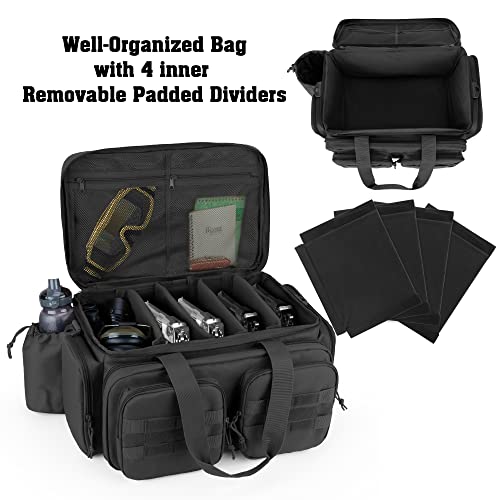 Dsleaf Tactical Pistol Range Bag For 5 Handguns, Shooting Gun Range Duffle Bag With 9X Magazine Slots For Hunting And Range Outdoor Activities, Black #TOP2