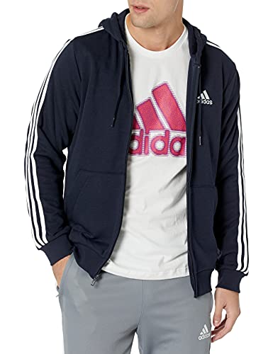 Image of adidas Men's Essentials French Terry 3-Stripes Full-Zip Hoodie