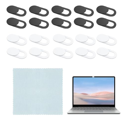 Confezione da 20 coperture per webcam,cursori ultra sottili per coperture per webcam per computer portatili smartphone tablet PC accessori per telefoni cellulari per coperture per webcam (bianco,nero)