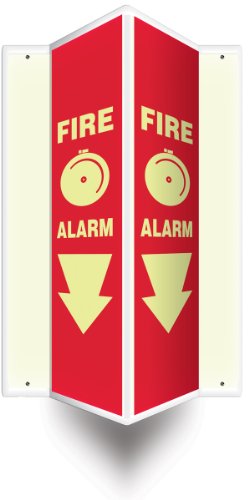 Signalétique alarme incendie lisible dans le noir panneau 3D à flèche