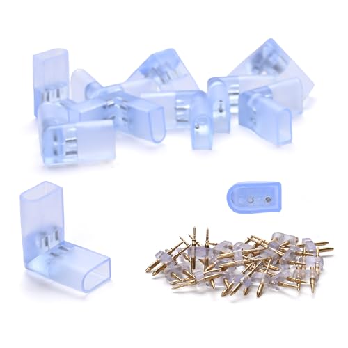 Image of Yescom 10 Sets of L Shape Corner 2 to 1 Wire Splice Connector with 2-Pin | for BiLume 2700K Sunset Glow Warm White AC110-120V LED Neon Rope Lights
