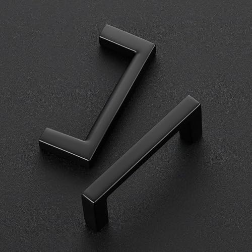 Image of Ravinte 20 Pack Matte Black Cabinet Pulls, 2-1 /2 Inch (64mm) Hole Center Slim Kitchen Handles, Square Drawer Pulls for Cabinets & Cupboards, Hardware