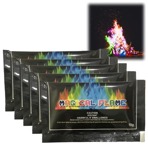 5pcs Colour Changing Fire Powder Color Change Flames for Fire Pit Campfire Color Changing Powder Colour Fire Powder for Indoor Fireplaces Seaside Gardens(5PCS*10g)