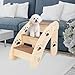 FewNvWa Dog Stairs with Sturdy Wooden Frame, Anti-Slip Surface, Space-Saving Design and Easy Installation for Small Dogs and Cats, Pet Rooms, 3 Step