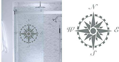 Compass Rose- DIY Etched Glass Vinyl- Window Film Privacy- Shower Door- Bathroom Decals- Front Door -Etched Glass Decal