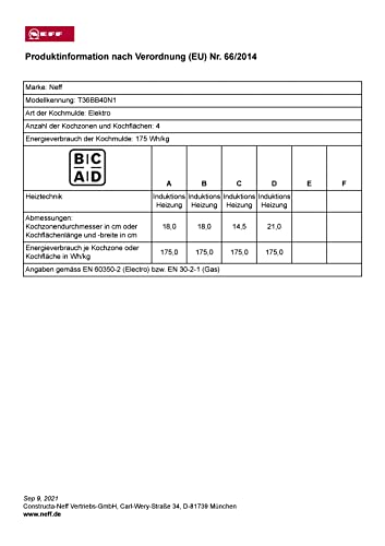 Neff XB46PI Kochgeräte-Set Keramik Elektrischer Ofen - Kochgeräte-Sets (Keramik, Glaskeramik, Black, 1800 W, Berührung… – Bild 8