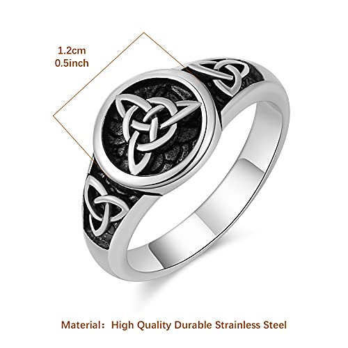HZMAN Triquetra Trinity Knot Stainless Steel Irish Celtic Knot Ring Jewelry Gift3