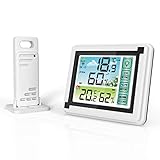 Hochauflösendes LCDDisplay Einfach zu bedienen: Thermomet und Hygromet sind mit einem visuellen LCDFarbdisplay mit großem Bildschirm ausgestattet. Auf dem übersichtlichen Display können Sie jederzeit die Temperatur und Luftfeuchtigkeitsdaten ablesen. Hochempfindliche TouchButtonSteuerung, einfach zu bedienen. Dieses ThermometGerät ist mit einer Hintergrundbeleuchtung ausgestattet, die die Hintergrundbeleuchtung nach 10 Sekunden ohne Bedienung automatisch ausschaltet.