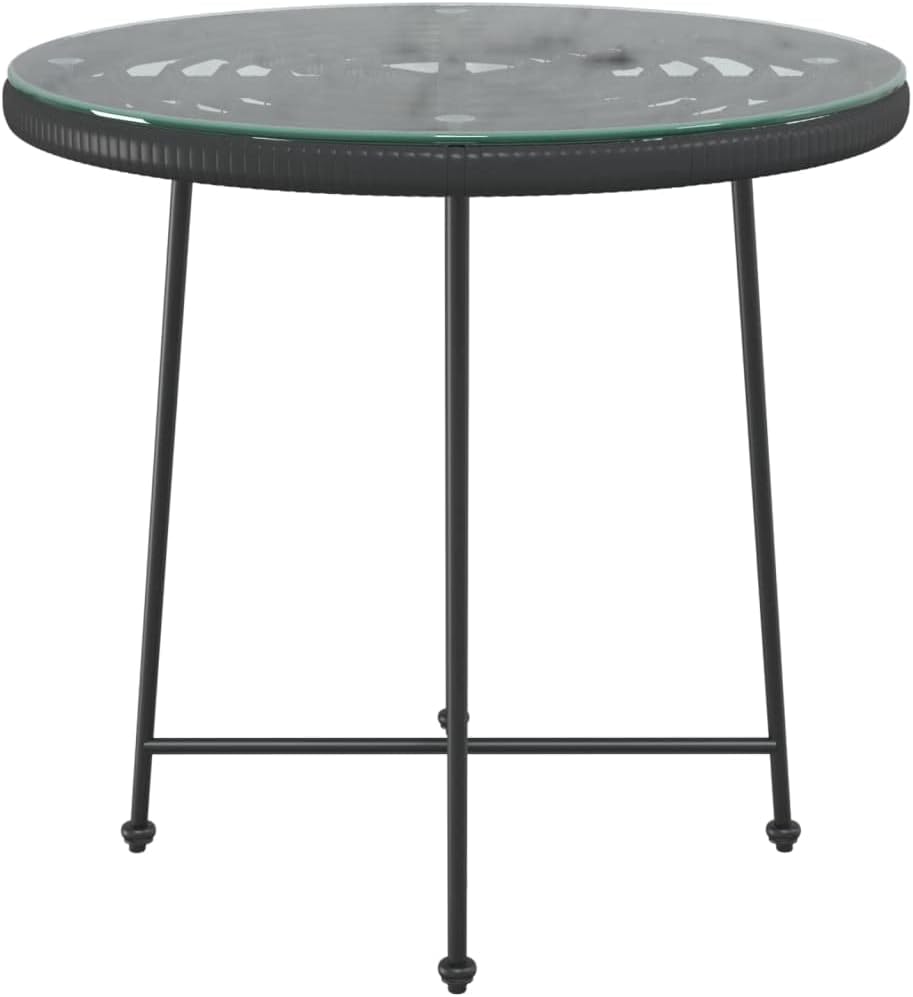 Dining Table,Outdoor Bar Table,Outdoor Dining Table,Balcony Desk,Backyard Table,Patio Bistro Table,Garden Table, Black Ø31.5 Tempered Glass and Steel