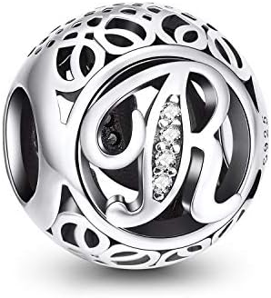 NINGAN Letter Alphabet Charm 925 Sterling Silver Charms Fits European Bracelets Compatible
