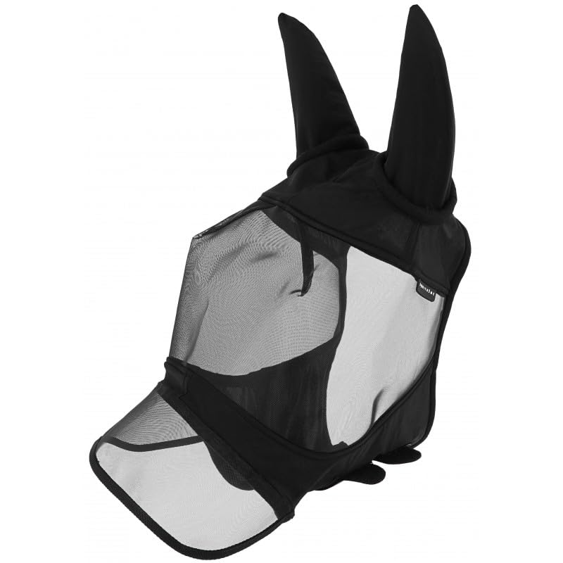 Masque anti-mouches doux Equithème au paddock en été noir en taille L