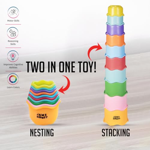 Image of Amazon Brand - Jam & Honey Joy Box for Toddlers | Fun Play | Activity Toy for Kids | with Ramp Racer and Stacking Toys | Educational Toy for 12month+ | Multicolor