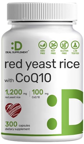 Eagleshine Vitamins Red Yeast Rice 1,200mg Per Serving with CoQ10 100mg, 300 Capsules – Heart Health Supplement & Antioxidant Support – Pure Monascus Purpureus Powder Source – Citrinin Free, Non-GMO