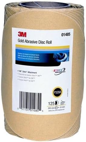 3M Stikit Gold Disc Roll, 01485, 8 in, P320, 125 discs per roll