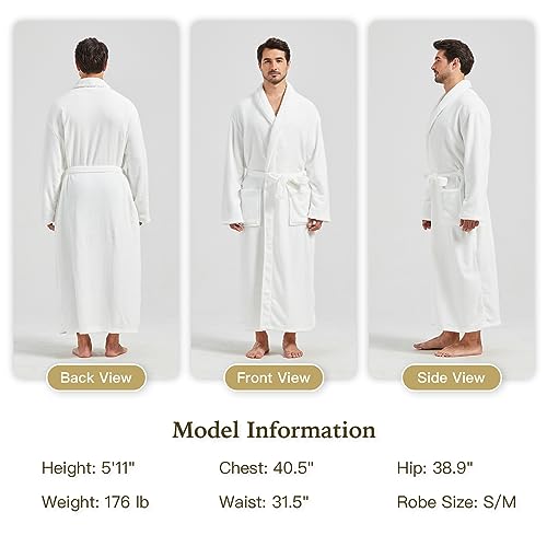 Image of FashGudim Mens Robes Big and Tall Full Length Plush Fleece Long Robe for Men Bathrobe Shawl Collar Warm Winter House Robes