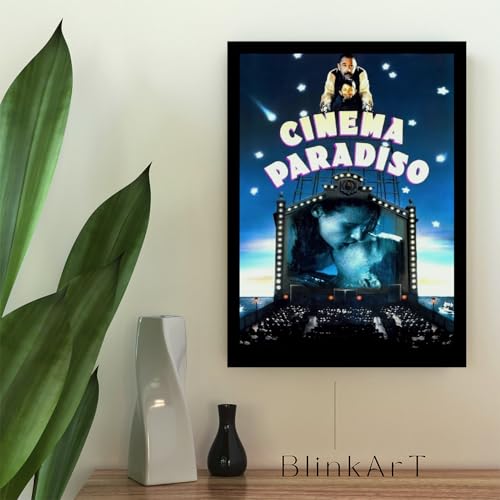 Image of BLINKART Cinema Paradiso (1988) Movie Poster Frame 8x12 Inch | Premium 300 GSM Paper Wall Print | Vintage Film Artwork for Home, Bedroom, Living Room, Office | Framed Photo Decor