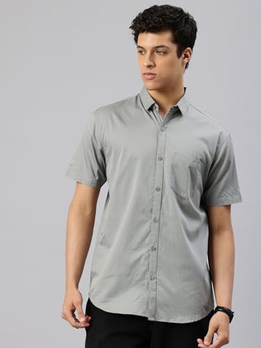 Image of Majestic Man Slim Fit Pure Cotton Half Sleeve Solid Casual Shirt