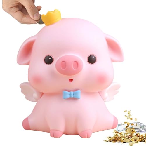 Leikurvo Hucha de cerdito rosa, Piggy Bank Moneda Banco de la suerte, Hucha de plástico kawaii para cumpleaños y Navidad, Regalos para niñas y niños