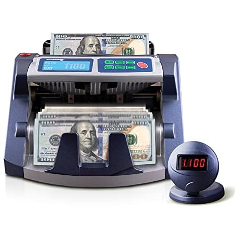 AccuBANKER AB1100PLUSMGUV Commercial Grade Money Counter Machine, Hopper Capacity 200 Bills & Speed 1,300 Bills/Min, Bill Counter Includes Reliable Counterfeit Detector Ultraviolet and Magnetic Cover