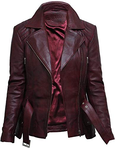 BRANDSLOCK Womens Classic Leather Biker Jacket Genuine Skin4