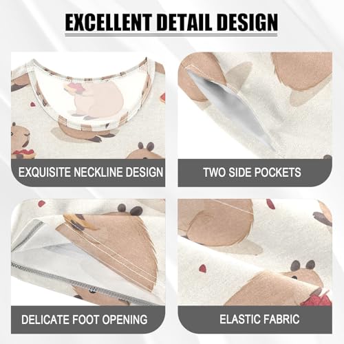 ALAZA Guinea Pig Funny Pajamas Set Short Sleeve Cotton Sleepwear Summer Pjs 2 Piece 5-14Y4