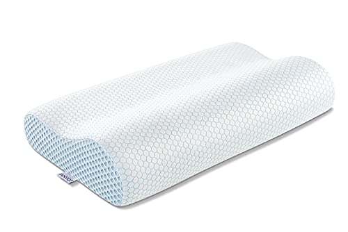 Anvo Memory Foam Pillow, Neck Contour Cervical Orthopedic Pillow for Sleeping Side Back Stomach Sleeper, Ergonomic Bed Pillow for Neck Pain