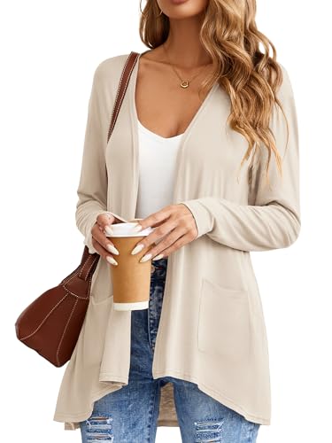 Women’s Open Front Long Sleeve Cardigan with Pockets Casual Lightweight Thin Knit Layering Cover Ups3