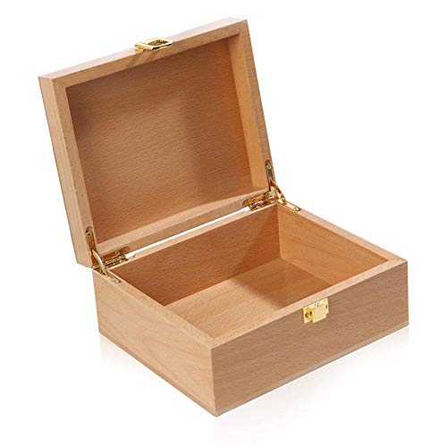 RUNMIND Aufbewahrungsbox aus Holz mit Scharnierdeckel, dekoratives Holz, für Schmuck, Make-up, Tee Cover