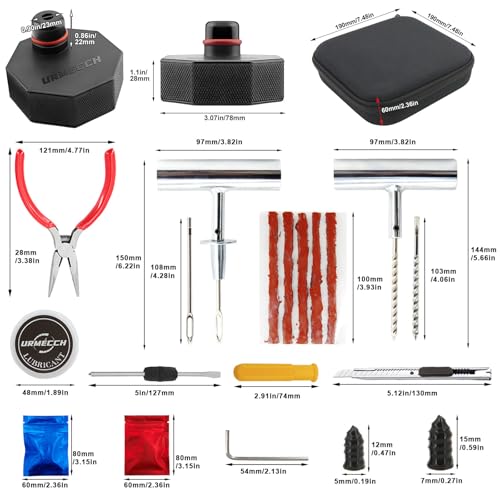 Image of Lifting Jack Pads and Tire Repair Tool Kit for Ford Mach E, 4PCS Rubber Jack Pad Adapter Jacking Point Pucks for Mustang Mach-E 2021-2025, All-in-1 Car Tire Repair Tool Kit with Storage Box