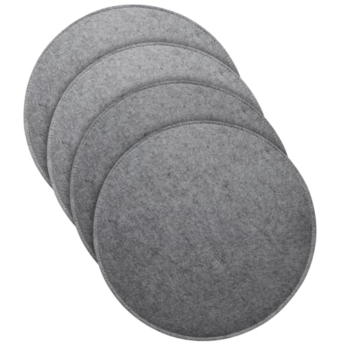 MorNon Lot de 4 coussins de chaise ronds en feutre - 35 cm - Pour banc - Avec inserts antidérapants - Pour tous les types de chaises - Pour l'intérieur et l'extérieur - Gris foncé