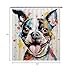 Ganshan Bi Lovely Boston Terrier Dog Shower Curtain Colorful Painting Dog Puppy Pet Animal Print Bath Curtains for Bathroom Home Decoration with 12 Hooks 72x72 Inch White Style 4