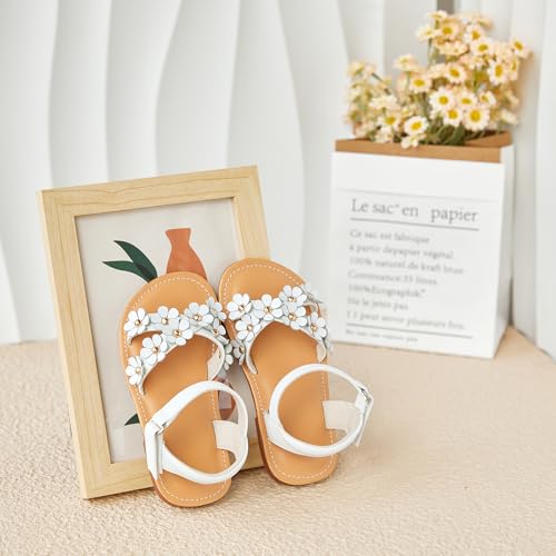Image of Flaryzone Girls Sandals Open Toe Summer Flats Dress Sandals Shoes Toddler /Little Kid