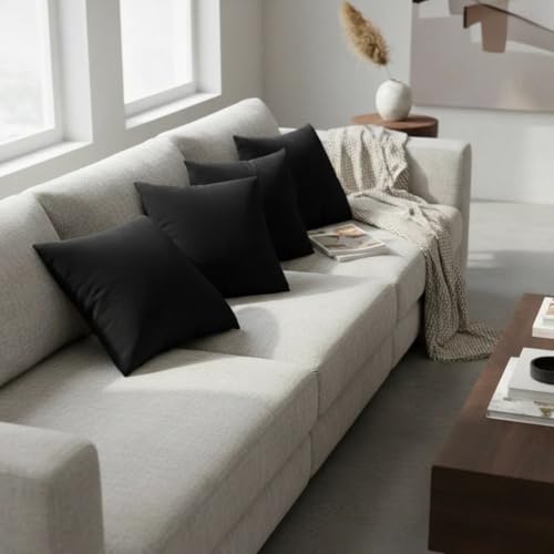 Kit Com 4 Almofadas Decorativas Cheias Nude e Marrom 43x43cm (Preto)