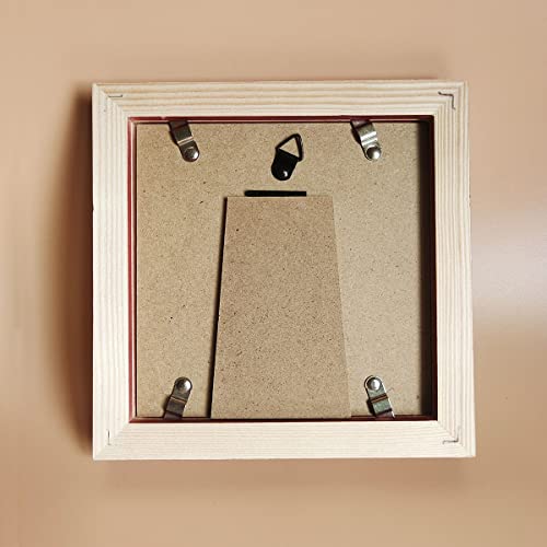 Image of 5x5 Picture Frames RED Solid Wood Frame, Plastic Panel (Film Needs to be Removed) Table or Wall.Front Window Opening 4.5x4.5 inch.