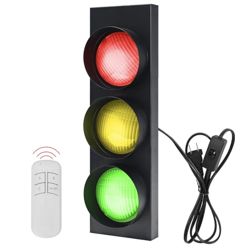 KZU Traffic Light Lamp Decoration On Wall, LED Lights Lamp Decor with Remote Control Wall Lamp for Living Room Bedroom Bar Club Gaming Room, Room Wall Decor