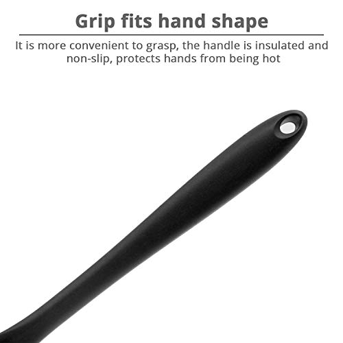 Kufung Silicone Pasta Fork (11.2"), High Heat Resistant To 480°F, Food Grade Pasta Spoon, Bpa Free, Spaghetti Strainer & Server Spoon (Black, Noodle Spoon) #TOP3