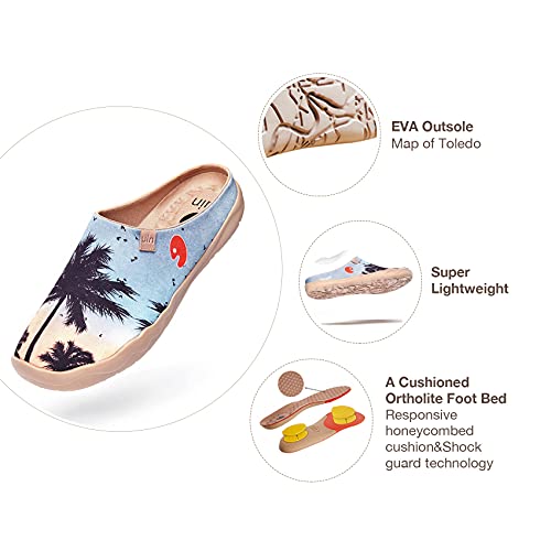 Uin Men's Mules Slipper Loafers Lightweight Comfort Mules Walking Casual Clogs Household Slip Ons Art Painted Travel Shoes Sunset Coconut（10.5） #TOP6