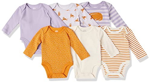 Image of Amazon Essentials Unisex Babies' Long-Sleeve Bodysuits, Pack of 6