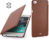 StilGut Book Type Funda sin Cierre Clip, Case de Piel Genuina para Wiko Highway Pure, Cognac Marrn