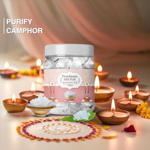 Image of 100% Pure Bhimseni Camphor Flakes 900g Jar | Zero Residue Natural Kapoor for Puja, Havan, Aromatherapy & Air Purification | Authentic Desi Kapur