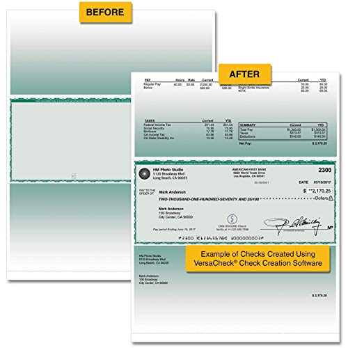 Recargas de cheques VersaCheck para negocio formulario #1001 Business Voucher verde 3