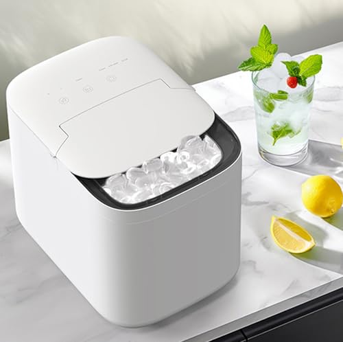 Máquina fabricadora de hielo, fabricadora de hielo de sobremesa, 9 cubos de hielo en 6 minutos, 15 kg en 24 horas, 2 tamaños de hielo, fabricadora de cubos de hielo con función de autolimpieza, máquina portátil de hielo para hogar, oficina, cocina, bar miniatura 1