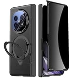 YQODSZ for Oppo Find N5 Magnetic Case with Camera Cover Stand, Built in Privacy Screen Protector Hinge Cover Compatible Magsafe Full-Body Leather Business Slim Protective Cover for Oppo Find N5 Black