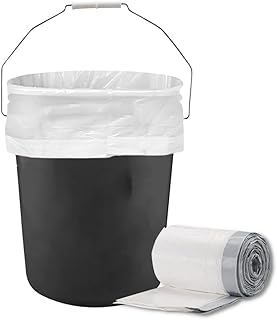 Plasticplace 5 Gallon Liner │ 0.9 Mil │ White Drawstring│ 19" X 25" (100 Count)