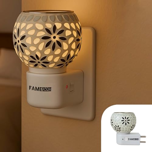 FAMEADDA Kapur Dani Camphor Electric Diffuser for Home Fragrance/Office/Kapoor Dani with Night Lamp Multi Functional Essential Oil Camphor/Camphor Burner Diffuser Electrical with On/Off Switch