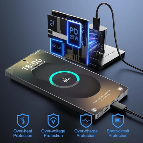 Image of Samsung 25W Type-C PD Superfast Charging Adapter with 1M C-Type Cable Compatible with Galaxy A55|A16|A36|A56|A35|A06| M36|M35|M16|M06|M05|M56|F36|F06|F05|F56|F16|S25|25watt USB C Fast Charger-Black