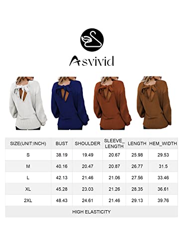 Asvivid Hollow Out Backless Sweaters For Women Lightweight Sexy Self Tie Knot Crewneck Pullover Sweaters Orange Knitted Jumpers M #TOP5