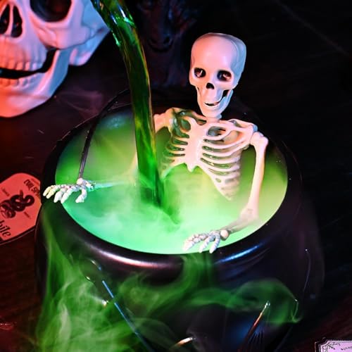 Halloween Witch Bucket with Skeleton Indoor Outdoors Decorations Horror Home Decoration Halloween Black Plastic Witches for Home for Adults Kids