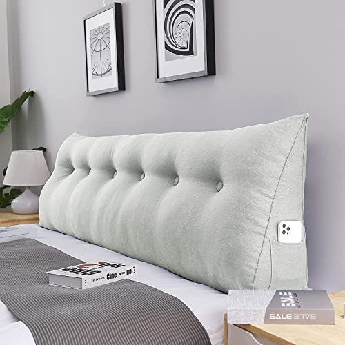 Image of 80563 Decorative Bed Pillow Large Wedge Pillows Throw Headboard Back Support Body Lumbar Backrest Reading Linen Off White 190 cm x 21 cm x 50 cm