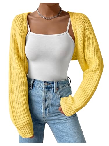 Image of GORGLITTER Women's Open Front Cardigan Sweater Trendy Dressy Cute Long Sleeve Bolero Shrug Fall Knit Short Cardigan